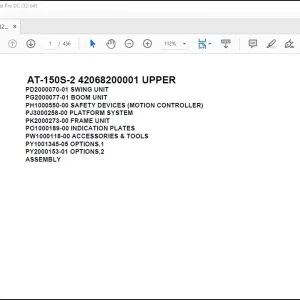 Tadano Crane AT-150S-2 42068200001 UPPER Spare Parts Catalog Manual - PDF DOWNLOAD