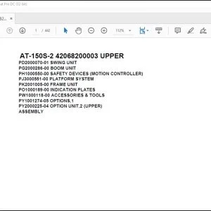 Tadano Crane AT-150S-2 42068200003 UPPER Spare Parts Catalog Manual - PDF DOWNLOAD