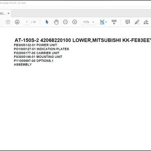 Tadano Crane AT-150S-2 42068220100 LOWER,MITSUBISHI KK-FE83EEY 6A2 Spare Parts Catalog Manual - PDF DOWNLOAD