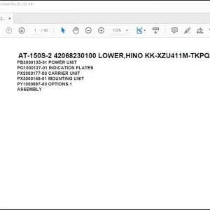 Tadano Crane AT-150S-2 42068230100 LOWER,HINO KK-XZU411M-TKPQS3 Spare Parts Catalog Manual - PDF DOWNLOAD