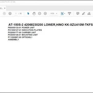 Tadano Crane AT-150S-2 42068230200 LOWER,HINO KK-XZU410M-TKFSS6 Spare Parts Catalog Manual - PDF DOWNLOAD