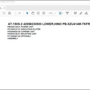 Tadano Crane AT-150S-2 42068230500 LOWER,HINO PB-XZU414M-TKFRW3 Spare Parts Catalog Manual - PDF DOWNLOAD