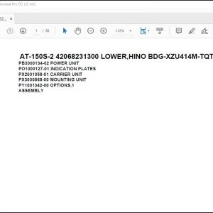 Tadano Crane AT-150S-2 42068231300 LOWER HINO BDG-XZU414M-TQTRD3 Spare Parts Catalog Manual - PDF DOWNLOAD