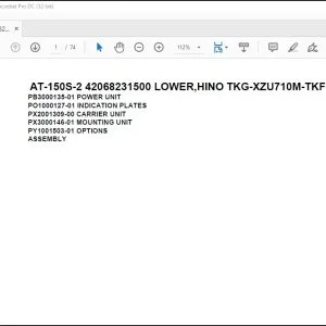 Tadano Crane AT-150S-2 42068231500 LOWER Spare Parts Catalog Manual  - PDF DOWNLOAD