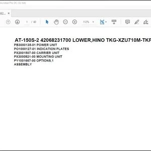 Tadano Crane AT-150S-2 42068231700 LOWER Spare Parts Catalog Manual  - PDF DOWNLOAD