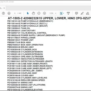 Tadano Crane  AT-150S-2 42068232615 UPPER, LOWER, HINO 2PG-XZU712M-TKTRX3 Spare Parts Catalog Manual - PDF DOWNLOAD