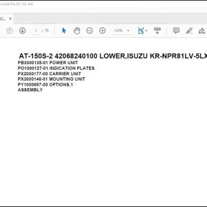 Tadano Crane AT-150S-2 42068240100 LOWER Spare Parts Catalog Manual  - PDF DOWNLOAD