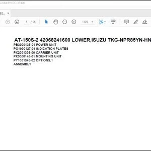 Tadano Crane AT-150S-2 42068241600 LOWER,ISUZU TKG-NPR85YN-HN5AY-M Spare Parts Catalog Manual - PDF DOWNLOAD