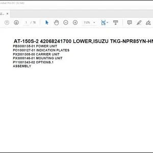 Tadano Crane AT-150S-2 42068241700 LOWER,ISUZU TKG-NPR85YN-HN5AY-D Spare Parts Catalog Manual - PDF DOWNLOAD