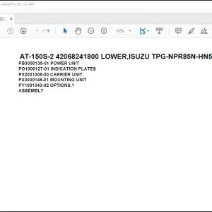 Tadano Crane AT-150S-2 42068241800 LOWER,ISUZU TPG-NPR85N-HN5AY-M Spare Parts Catalog Manual - PDF DOWNLOAD
