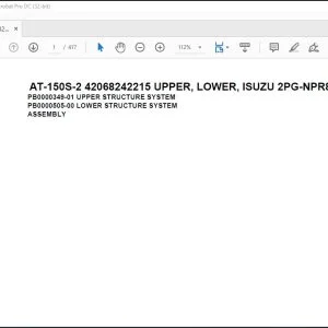 Tadano Crane AT-150S-2 42068242215 UPPER, LOWER, ISUZU 2PG-NPR88N-HN5AY-M Spare Parts Catalog Manual -PDF DOWNLOAD