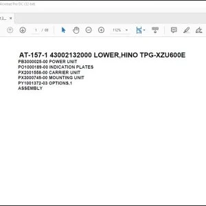 Tadano Crane AT-157-1 43002132000 LOWER,HINO TPG-XZU600E Spare Parts Catalog Manual - PDF DOWNLOAD