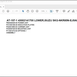 Tadano Crane AT-157-1 43002141700 LOWER,ISUZU SKG-NKR85N-EJ5AHY Parts Catalog Manual - PDF DOWNLOAD