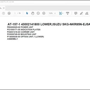Tadano Crane AT-157-1 43002141800 LOWER,ISUZU SKG-NKR85N-EJ5AHY Parts Catalog Manual - PDF DOWNLOAD