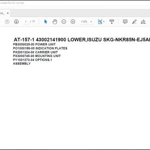 Tadano Crane AT-157-1 43002141900 LOWER,ISUZU SKG-NKR85N-EJ5AHY Parts Catalog Manual - PDF DOWNLOAD