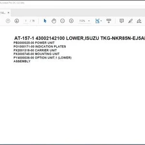 Tadano Crane AT-157-1 43002160200 LOWER,TOYOTA KK-XZU301H-TKMQS6 Spare Parts Manual - PDF DOWNLOAD