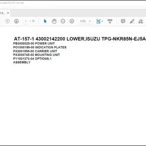 Tadano Crane AT-157-1 43002142200 LOWER,ISUZU TPG-NKR85N-EJ5AHY-M Spare Parts Manual - PDF DOWNLOAD