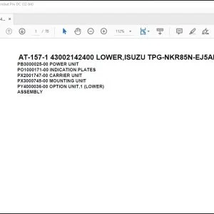 Tadano Crane AT-157-1 43002142400 LOWER,ISUZU TPG-NKR85N-EJ5AHY-M Spare Parts Manual - PDF DOWNLOAD