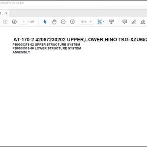 Tadano Crane AT-170-2 42087230202 UPPER,LOWER,HINO TKG-XZU652F-TKFRC6 Spare Parts Catalog Manual - PDF DOWNLOAD