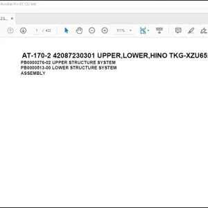 Tadano Crane AT-170-2 42087230301 UPPER,LOWER,HINO TKG-XZU652F-TKFRC6 Spare Parts Catalog Manual - PDF DOWNLOAD