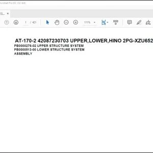 Tadano Crane AT-170-2 42087230703 UPPER,LOWER,HINO 2PG-XZU652F-TKFRX6 Spare Parts Catalog Manual - PDF DOWNLOAD