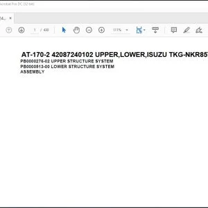 Tadano Crane AT-170-2 42087240102 UPPER,LOWER,ISUZU TKG-NKR85YN-HN5AY-M Spare Parts Catalog Manual  - PDF DOWNLOAD