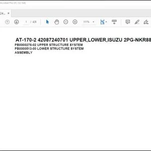 Tadano Crane AT-170-2 42087240701 UPPER LOWER ISUZU 2PG-NKR88N-HN5AY-D Spare Parts Catalog Manual - PDF DOWNLOAD