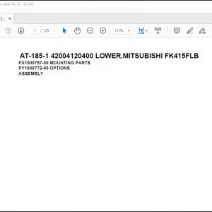 Tadano Crane AT-185-1 42004120400 LOWER MITSUBISHI FK415FLB Spare Parts Catalog Manual - PDF DOWNLOAD