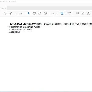 Tadano Crane AT-185-1 42004121800 LOWER,MITSUBISHI KC-FE659E6S Spare Parts Catalog Manual - PDF DOWNLOAD
