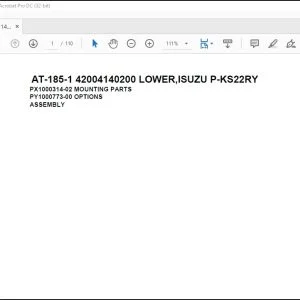 Tadano Crane AT-185-1 42004140200 LOWERISUZU P-KS22RY Spare Parts Catalog Manual - PDF DOWNLOAD