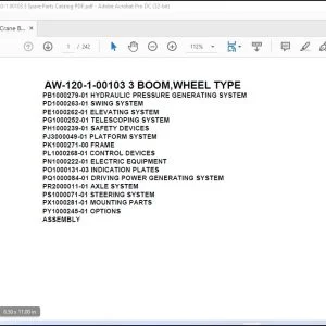 Tadano Crane AW-120-1-00103 3 BOOM WHEEL TYPE Spare Parts Catalog Manual - PDF DOWNLOAD