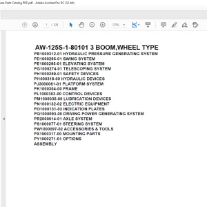 Tadano Crane AW-125S-1-80101 3 BOOM,WHEEL TYPE Spare Parts Catalog Manual - PDF DOWNLOAD