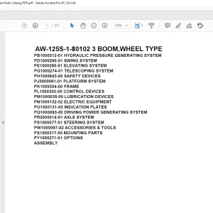 Tadano Crane AW-125S-1-80102 3 BOOM,WHEEL TYPE Spare Parts Catalog Manual - PDF DOWNLOAD