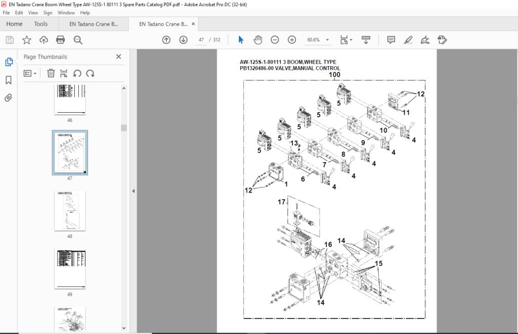 Tadano Crane AW-125S-1-80111 3 BOOM WHEEL TYPE Spare Parts Catalog ...