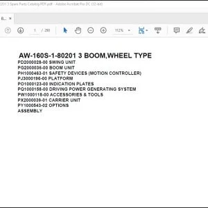 Tadano Crane AW-160S-1-80201 3 BOOM ,WHEEL TYPE Spare Parts Catalog Manual -  PDF DOWNLOAD