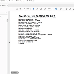 Tadano Crane AW-185-2-00201 3 BOOM,WHEEL TYPE Spare Parts Catalog Manual - PDF DOWNLOAD