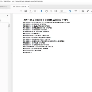 Tadano Crane AW-185-2-00401 3 BOOM,WHEEL TYPE Spare Parts Catalog Manual  - PDF DOWNLOAD
