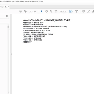 Tadano Crane AW-190S-1-80202 4 BOOM,WHEEL TYPE Spare Parts Catalog Manual - PDF DOWNLOAD