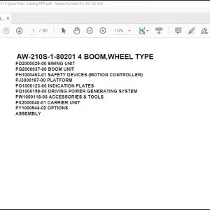 Tadano Crane AW-210S-1-80201 4 BOOM WHEEL TYPE Spare Parts Catalog Manual - PDF DOWNLOAD