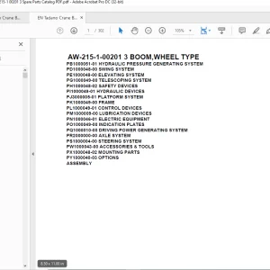 Tadano Crane AW-215-1-00201 3 BOOM,WHEEL TYPE Spare Parts Catalog Manual - PDF DOWNLOAD