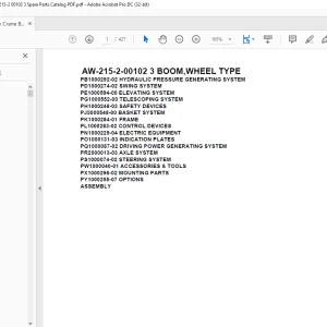 Tadano Crane AW-215-2-00102 3 BOOM WHEEL TYPE Spare Parts Catalog Manual - PDF DOWNLOAD