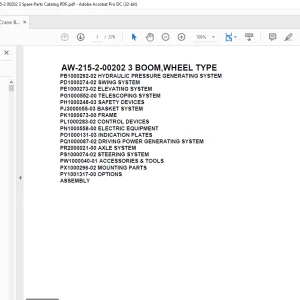 Tadano Crane AW-215-2-00202 3 BOOM,WHEEL TYPE Spare Parts Catalog Manual - PDF DOWNLOAD