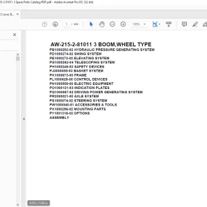 Tadano Crane AW-215-2-81011 3 BOOM,WHEEL TYPE Spare Parts Catalog Manual - PDF DOWNLOAD