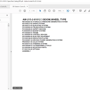Tadano Crane AW-215-2-81012 3 BOOM,WHEEL TYPE Spare Parts Catalog Manual  - PDF DOWNLOAD
