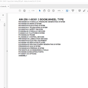 Tadano Crane AW-250-1-00301 3 BOOM WHEEL TYPE Spare Parts Catalog Manual - PDF DOWNLOAD
