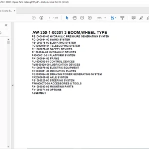 Tadano Crane AW-250-1-00301 3 BOOM,WHEEL TYPE Spare Parts Catalog Manual - PDF DOWNLOAD