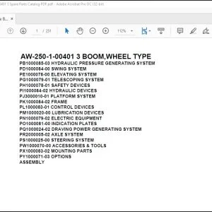 Tadano Crane AW-250-1-00401 3 BOOM,WHEEL TYPE Spare Parts Catalog Manual - PDF DOWNLOAD
