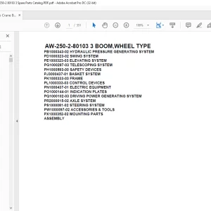 Tadano Crane AW-250-2-80103 3 BOOM,WHEEL TYPE Spare Parts Catalog Manual - PDF DOWNLOAD