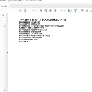 Tadano Crane AW-250-3-80101 3 BOOM WHEEL TYPE Spare Parts Catalog Manual - PDF DOWNLOAD