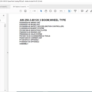 Tadano Crane AW-250-3-80120 3 BOOM WHEEL TYPE Spare Parts Catalog Manual - PDF DOWNLOAD